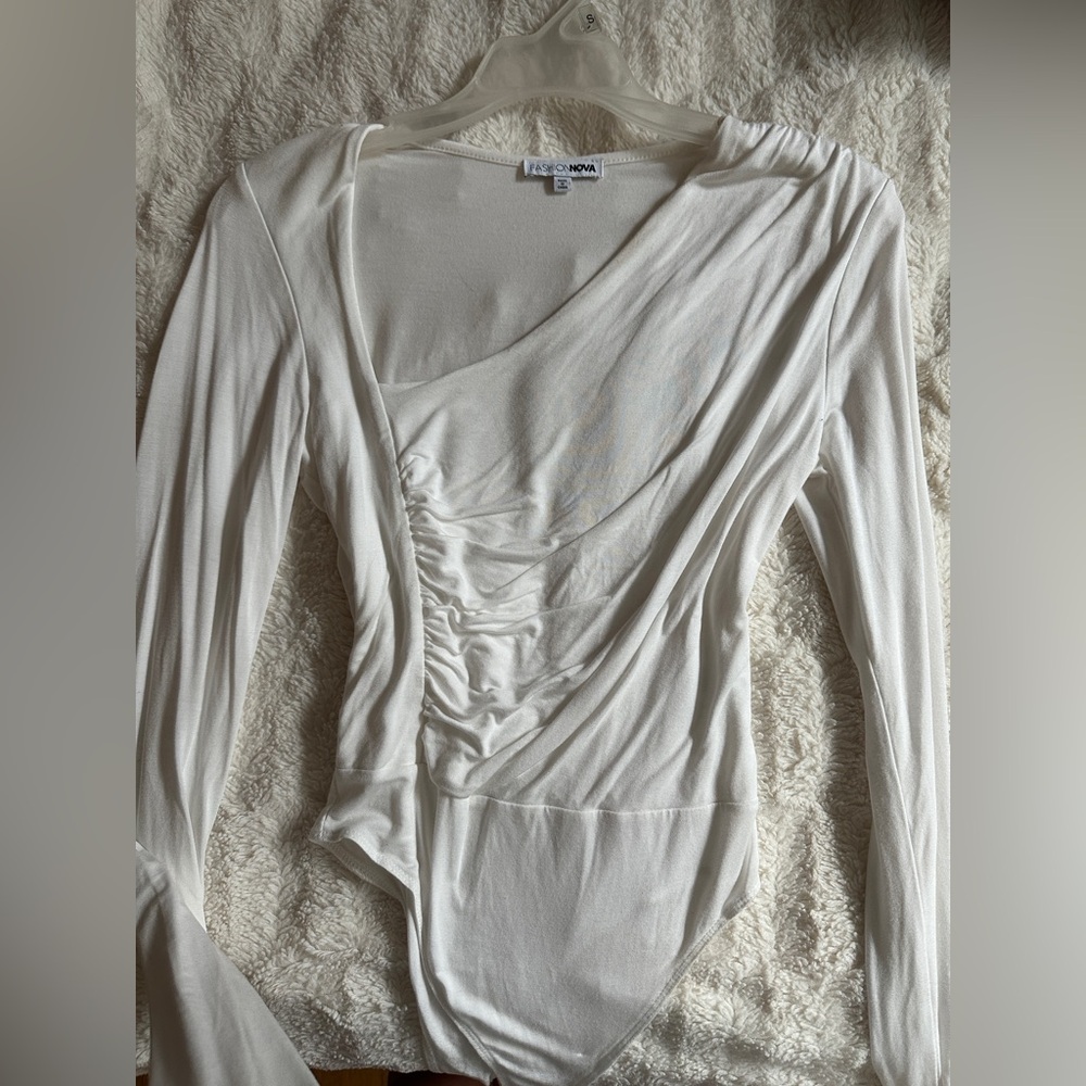 White Ruched Bodysuit